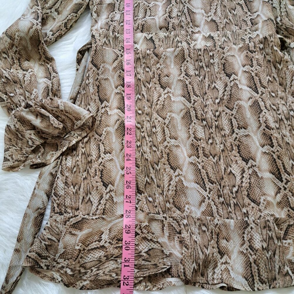 Blue Blush Snake Print Deep V- Neck Dress Size Large - Picture 12 of 12